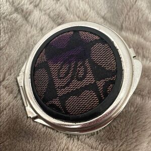 Silver and Black Heart Compact Mirror BRIGHTON